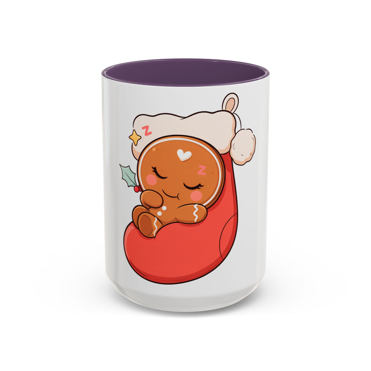 Christmas Gingerbread Mug: Sleepy Stocking Accent Coffee Mug