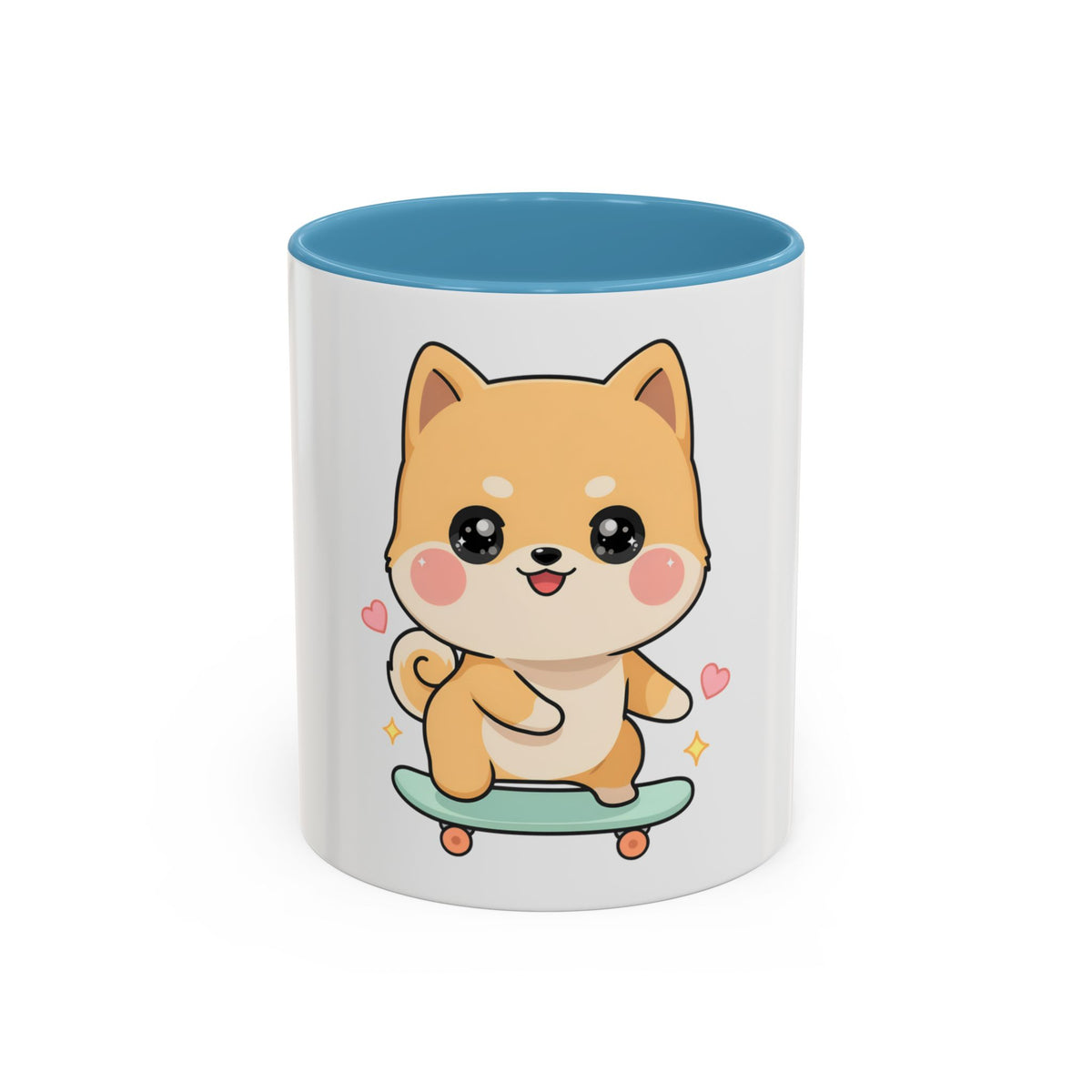 Kawaii Shiba Inu Skateboard Mug, Cute Accent Coffee Mug