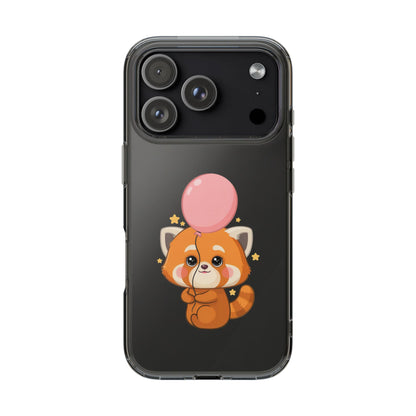Kawaii Red Panda Clear Impact-Resistant Case with Balloon