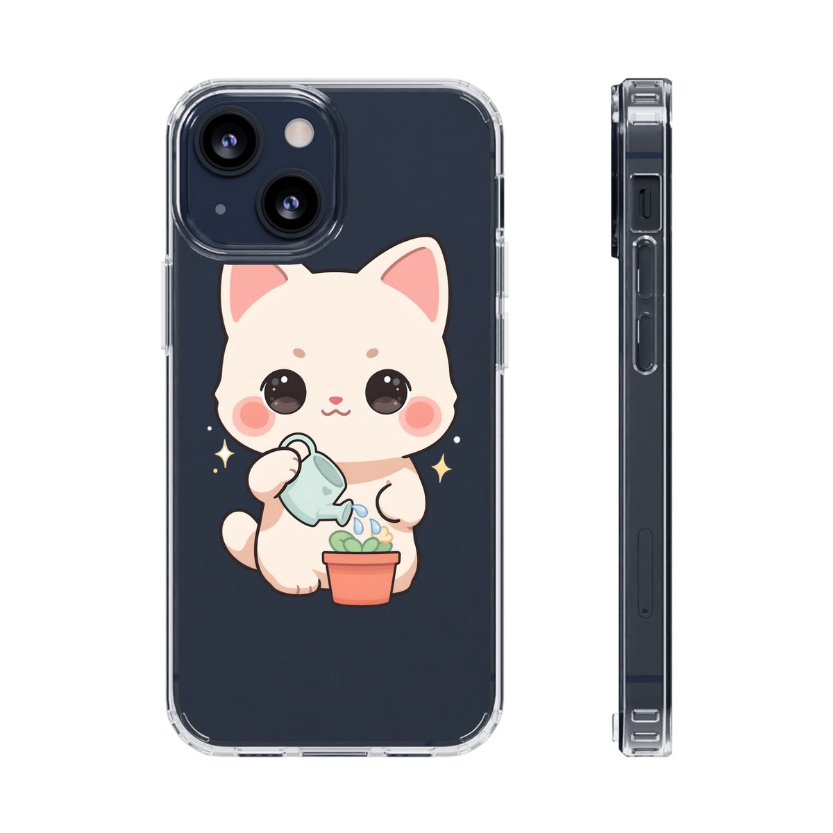 Kawaii Cat Phone Case, Cute Plant Lover Gift