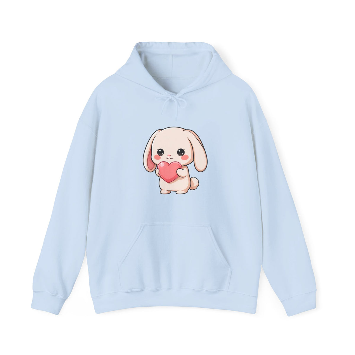 Kawaii Bunny Heart Hoodie, Cute Unisex Heavy Blend Sweatshirt