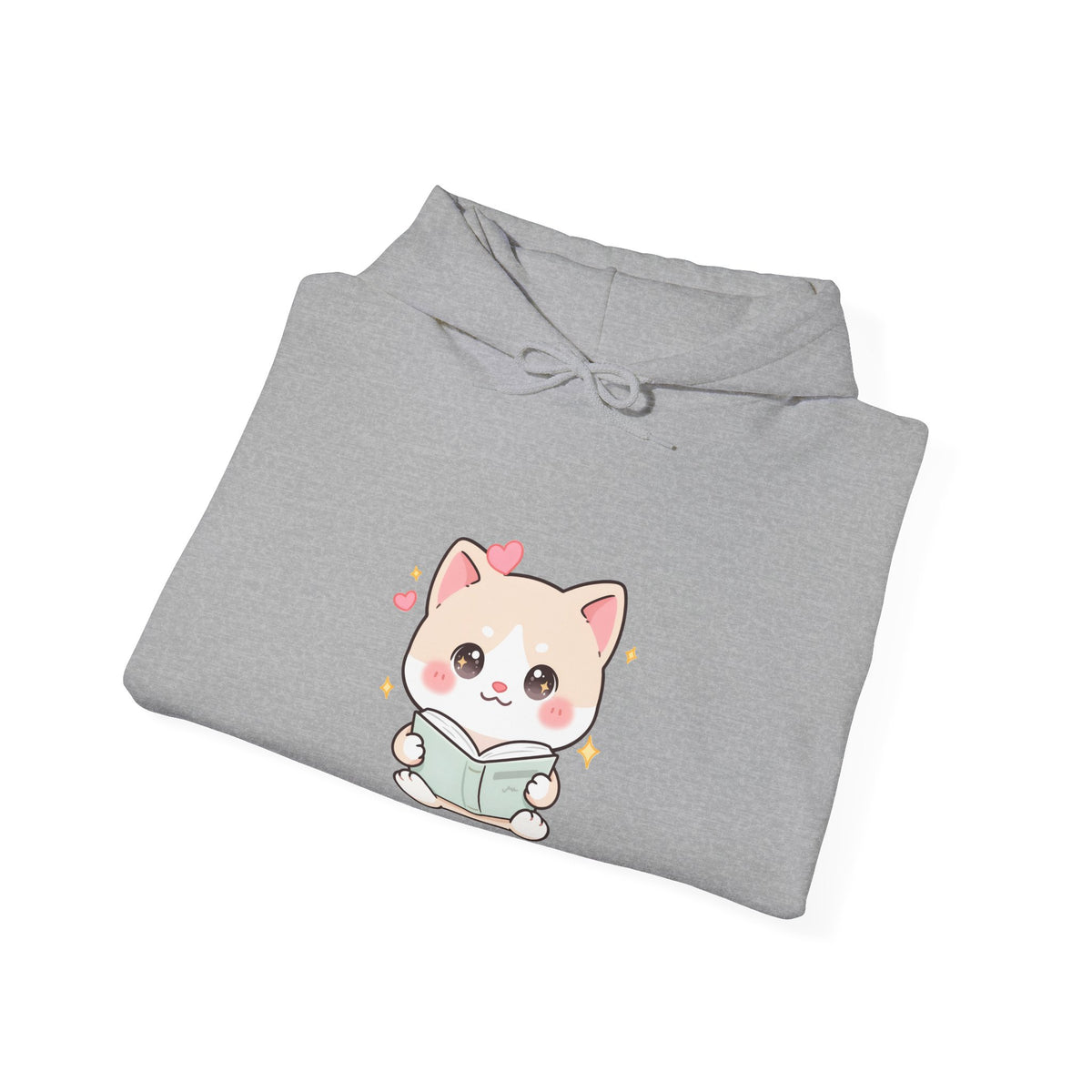 Kawaii Cat Reading Hoodie for Cozy Book Lovers