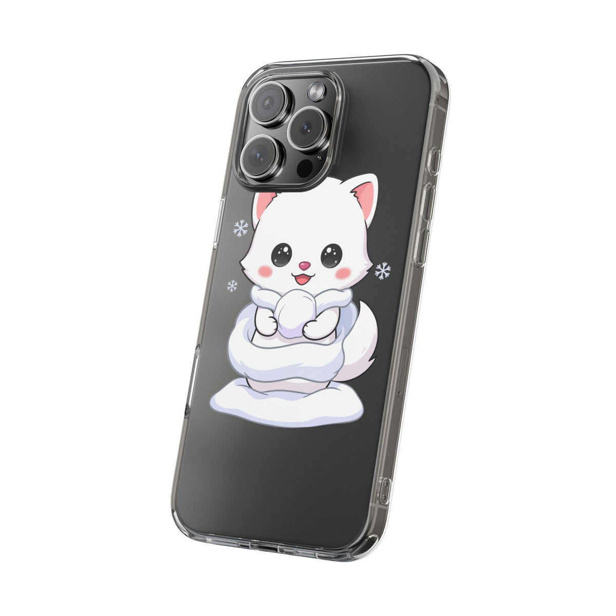 Kawaii Arctic Fox Phone Case, Cute Snow Day Gift