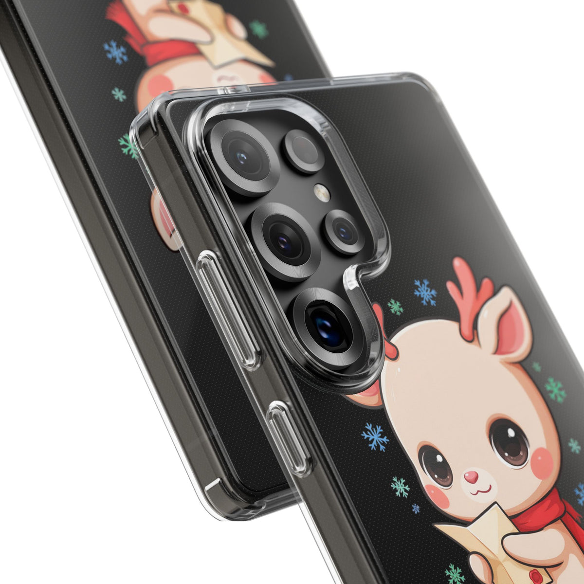 Christmas Reindeer Clear Impact-Resistant Phone Case