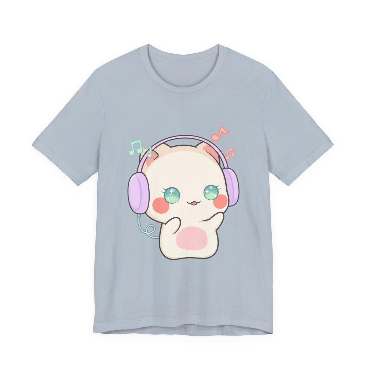 Kawaii Cat Music Lover T-Shirt, Cute Headphone Kitty Tee