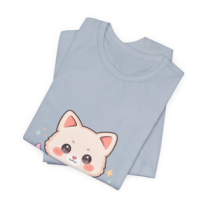 Kawaii Cat Moon T-Shirt for Cozy Night Owls