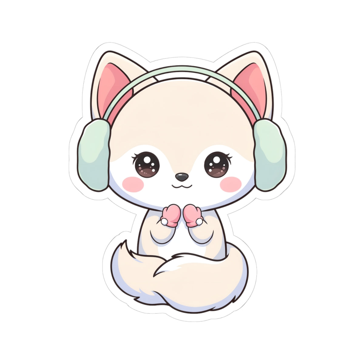 Kawaii Arctic Fox Sticker for Cozy Winter Vibes