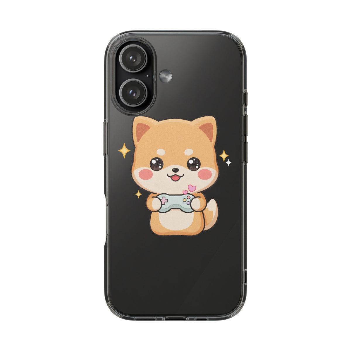 Kawaii Shiba Inu Gamer Phone Case, Clear Impact-Resistant