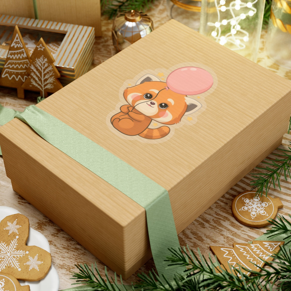 Kawaii Red Panda Sticker with Balloon | Chibi Animal