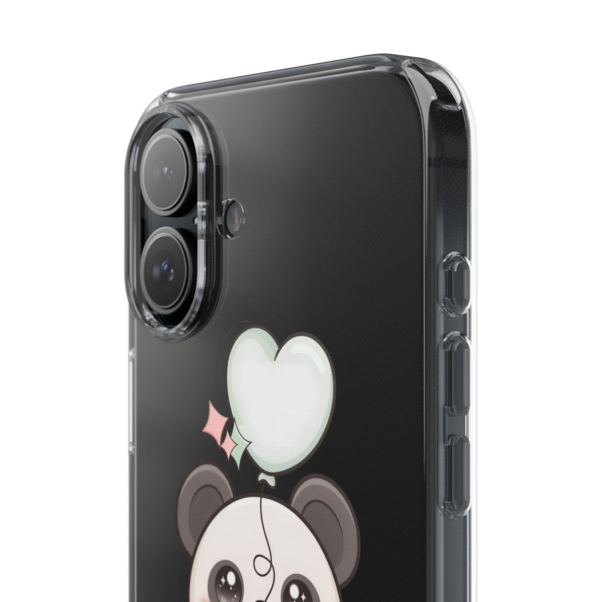 Kawaii Panda Clear Phone Case with Balloon