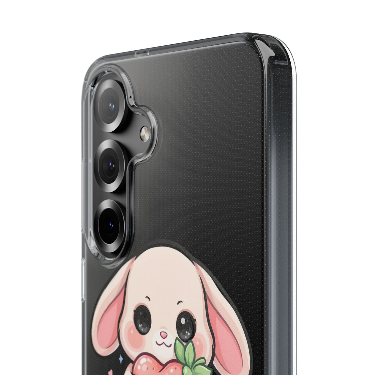 Kawaii Bunny Strawberry Phone Case, Clear Impact-Resistant