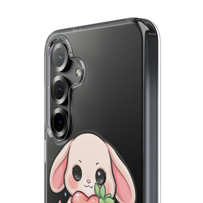 Kawaii Bunny Strawberry Phone Case, Clear Impact-Resistant
