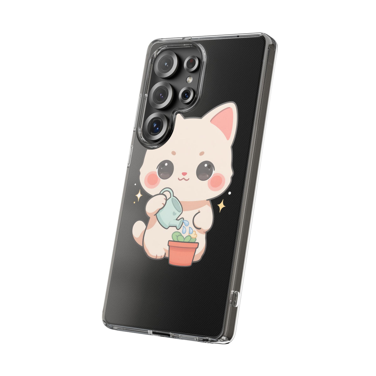 Kawaii Cat Phone Case, Cute Plant Lover Gift