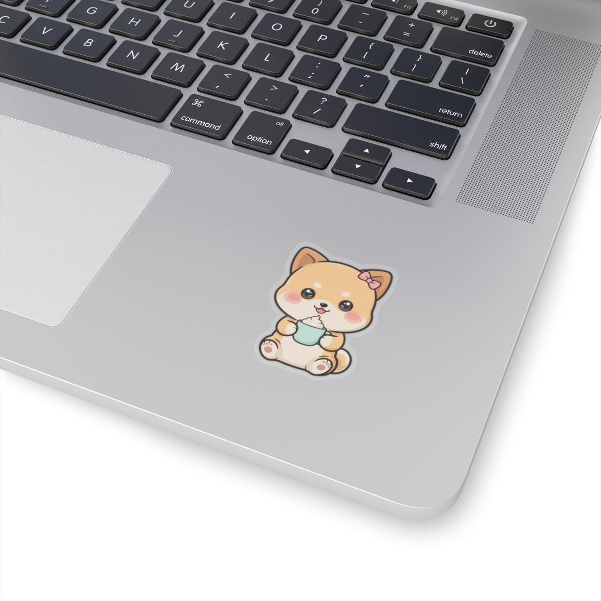 Kawaii Shiba Inu Latte Kiss-Cut Sticker for Coffee Lovers