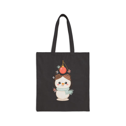 Christmas Snowman Canvas Tote Bag for Holiday Shopping