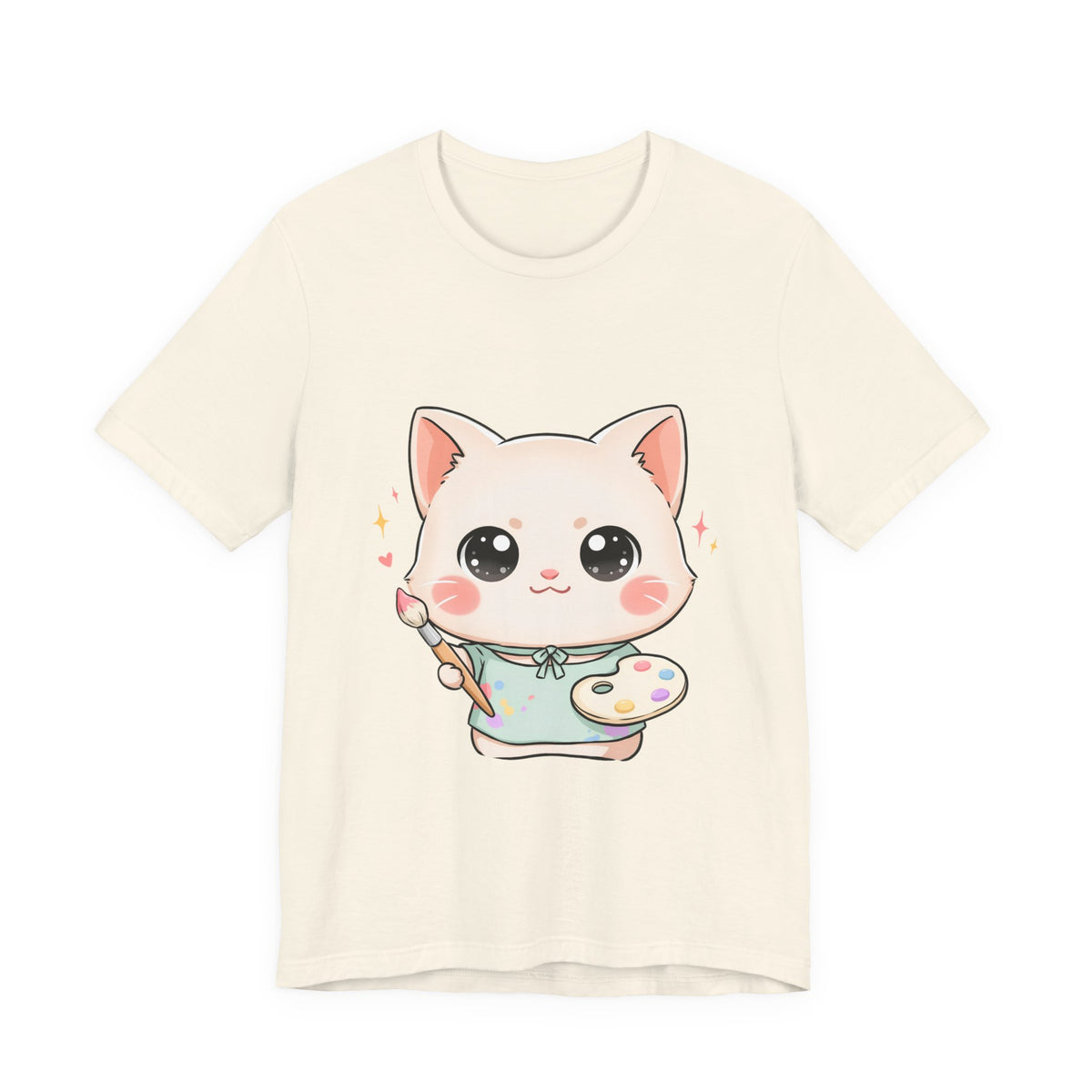 Kawaii Cat Artist T-Shirt for Creative Cat Lovers