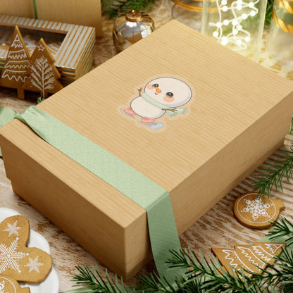 Kawaii Snowman Sticker, Cute Ice Skating Winter Decor