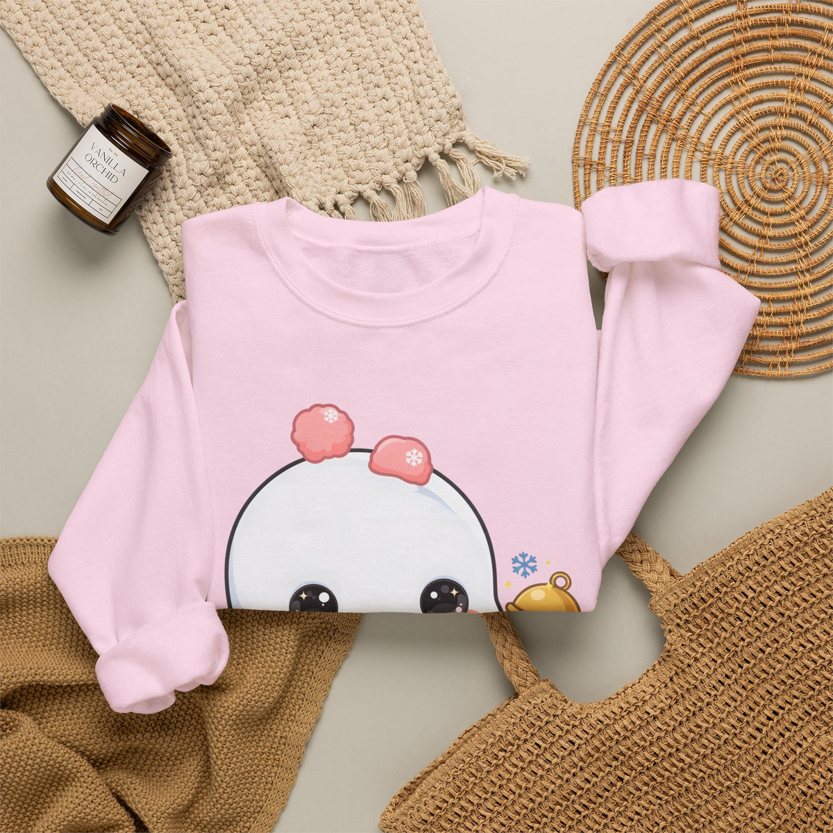 Kawaii Snowman Sweatshirt, Cute Winter Crewneck