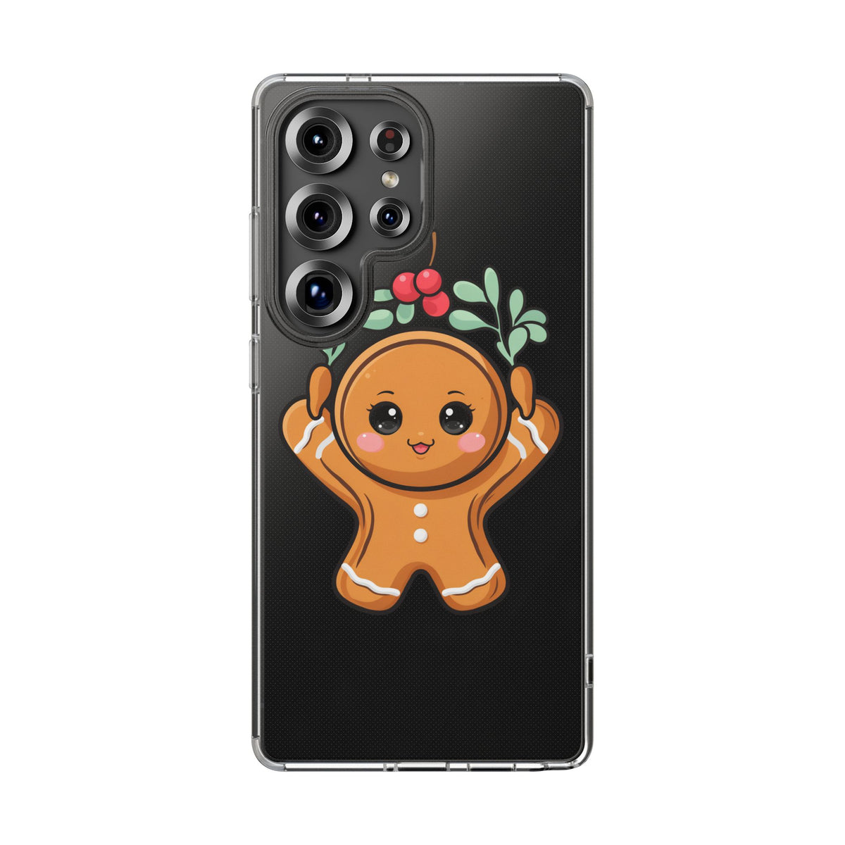 Kawaii Gingerbread Phone Case with Mistletoe Cheer