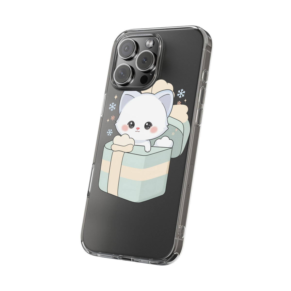 Kawaii Arctic Fox Clear Impact-Resistant Phone Case