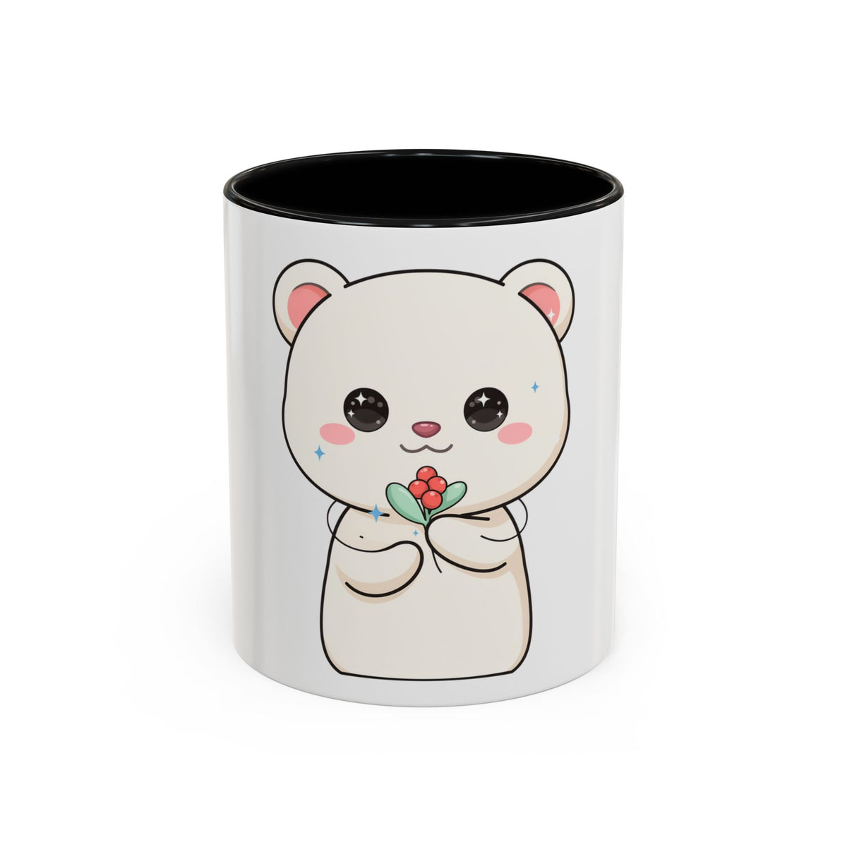 Kawaii Polar Bear Christmas Mug with Mistletoe