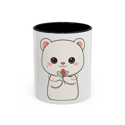 Kawaii Polar Bear Christmas Mug with Mistletoe