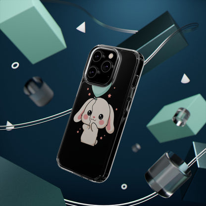 Kawaii Bunny Phone Case with Balloon, Clear Impact-Resistant