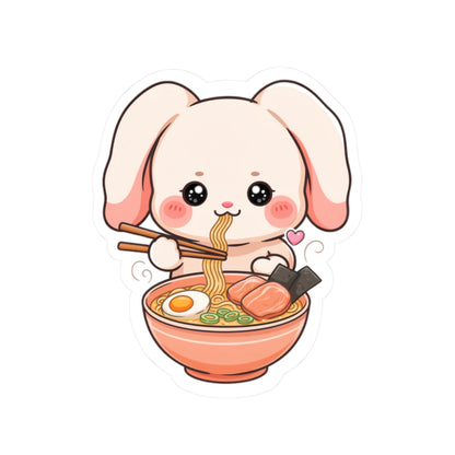 Kawaii Ramen Bunny Kiss-Cut Sticker for Cute Food Lovers