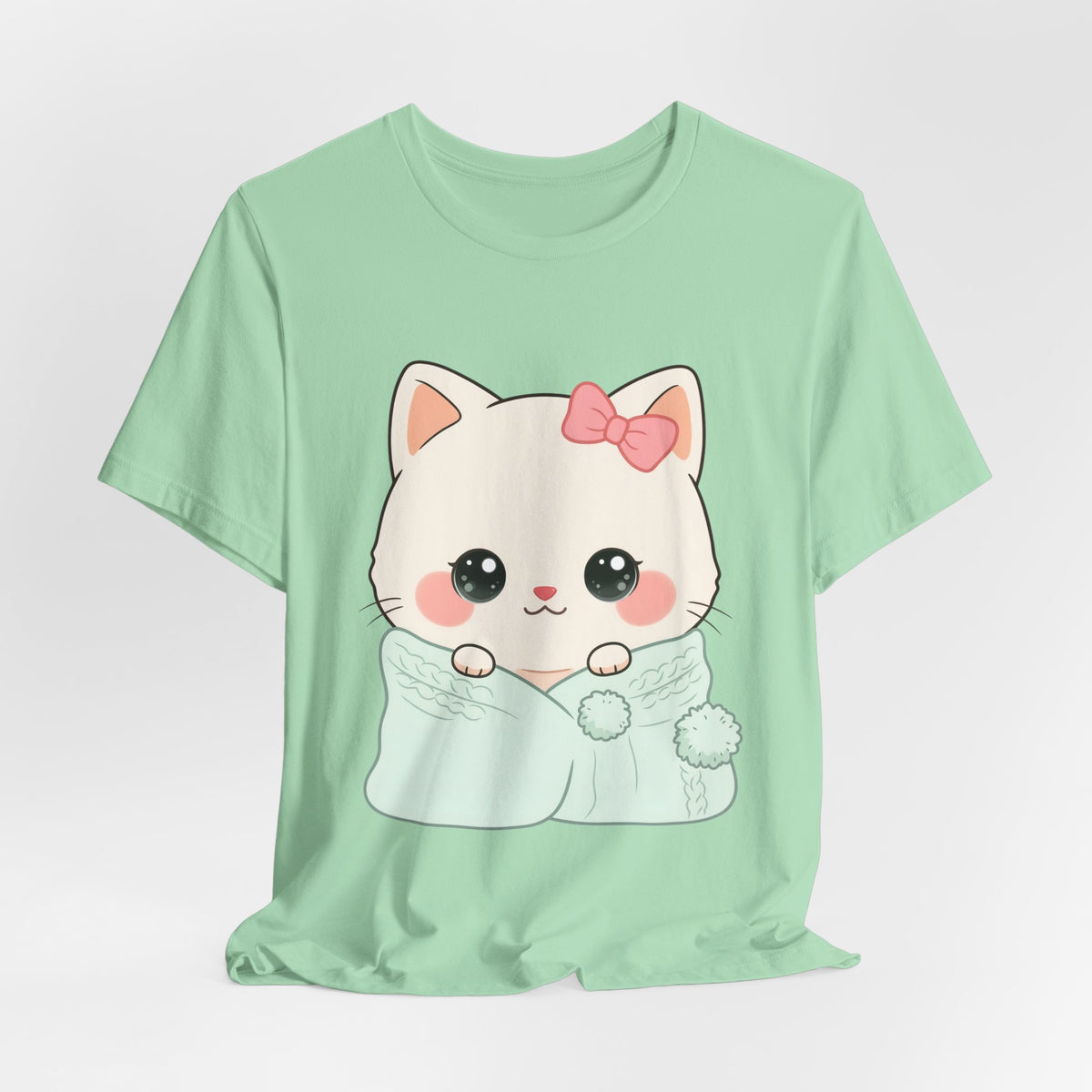 Kawaii Cat T-Shirt, Cozy Blanket Kitty for Cat Lovers