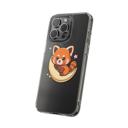 Red Panda Phone Case, Kawaii Moon Companion