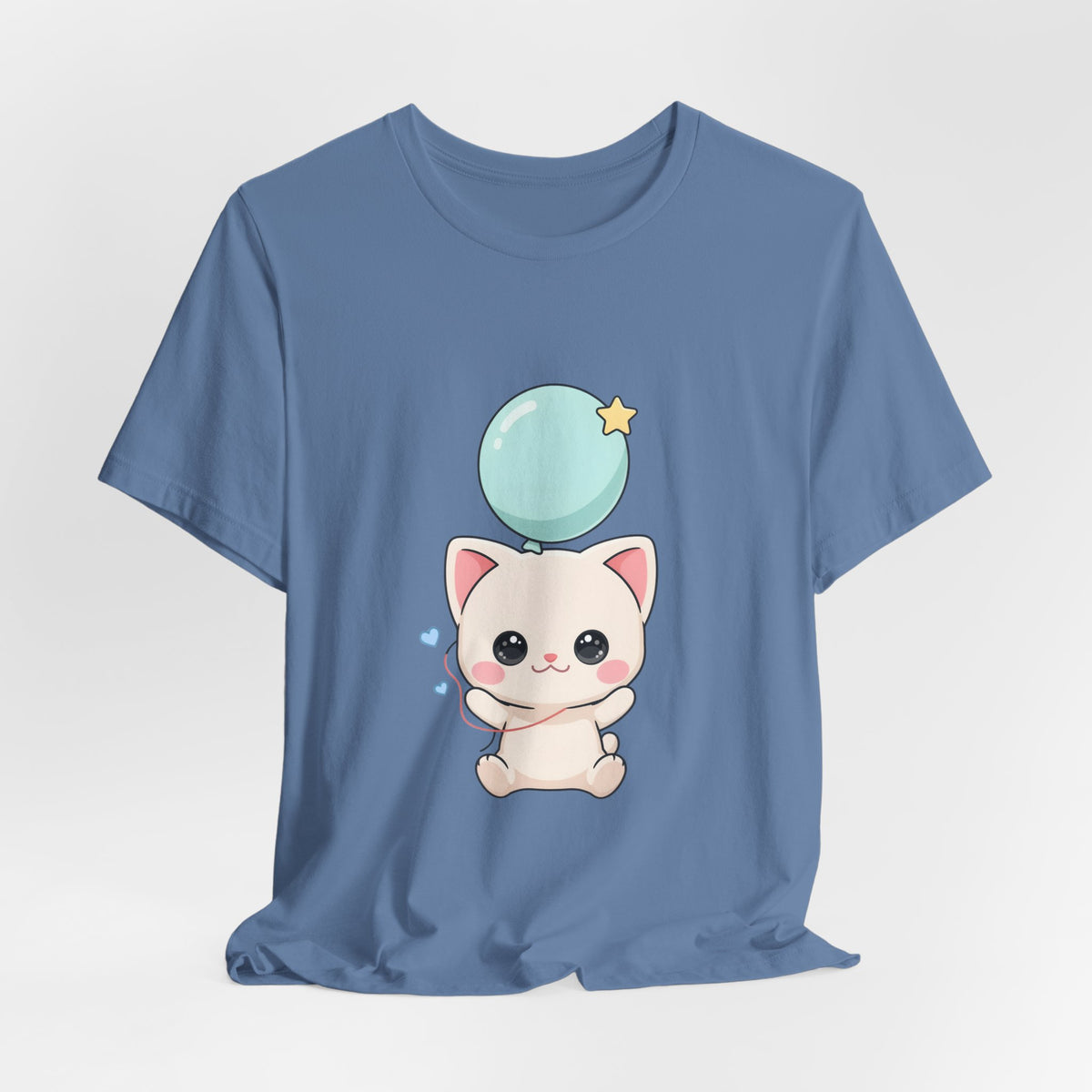 Kawaii Cat Balloon T-Shirt, Cute Chibi Kitty Tee