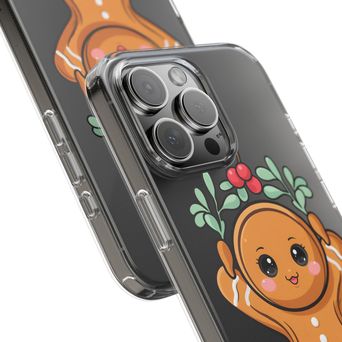 Kawaii Gingerbread Phone Case with Mistletoe Cheer