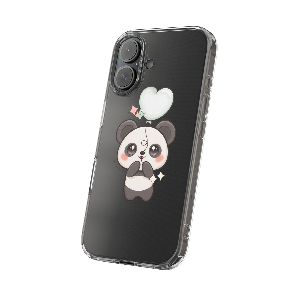 Kawaii Panda Clear Phone Case with Balloon