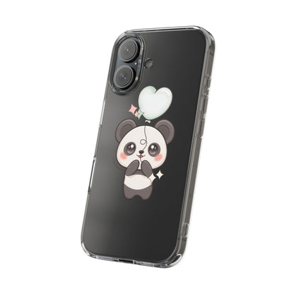 Kawaii Panda Clear Phone Case with Balloon