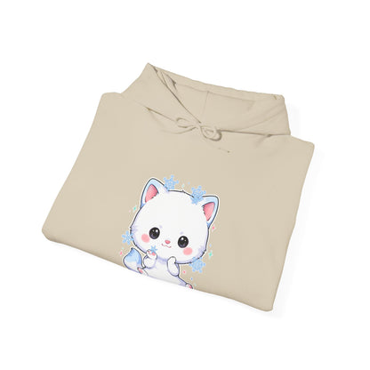 Kawaii Arctic Fox Hoodie, Cute Snowflake Fox Sweatshirt