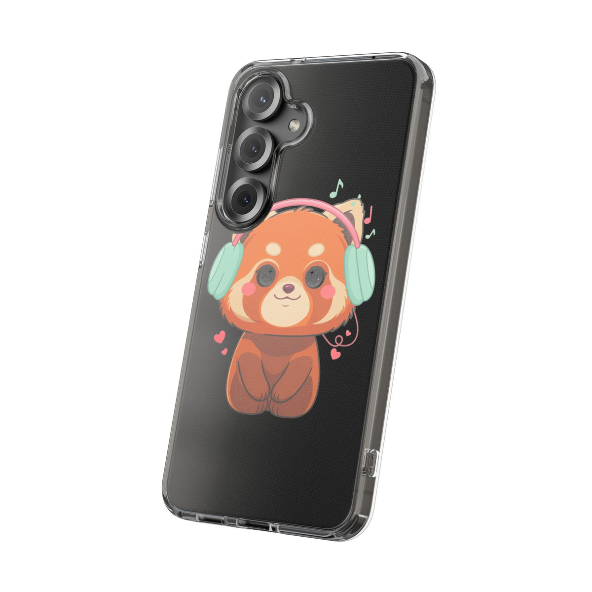 Red Panda Phone Case, Kawaii Music Lover Clear Case