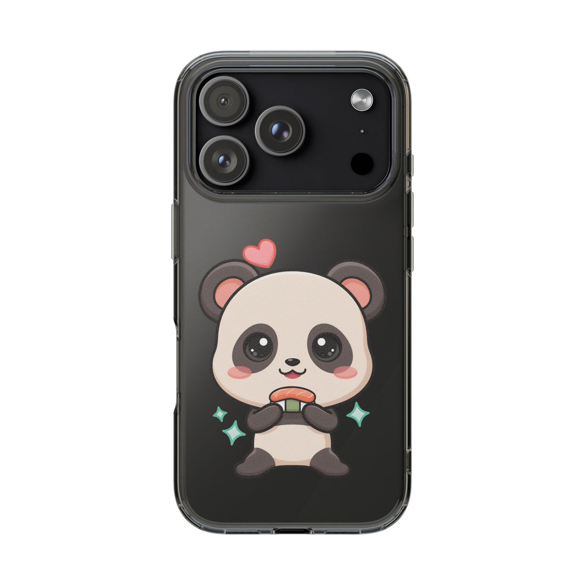 Kawaii Panda Sushi Phone Case, Clear Impact-Resistant Case