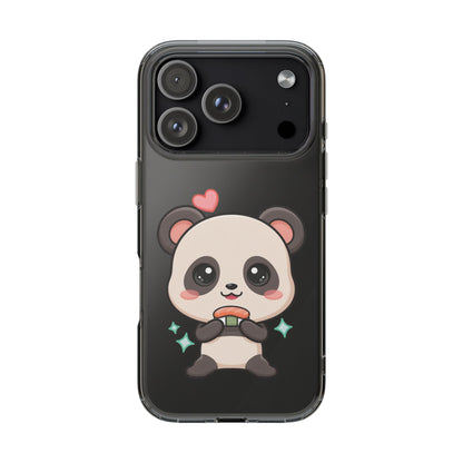Kawaii Panda Sushi Phone Case, Clear Impact-Resistant Case