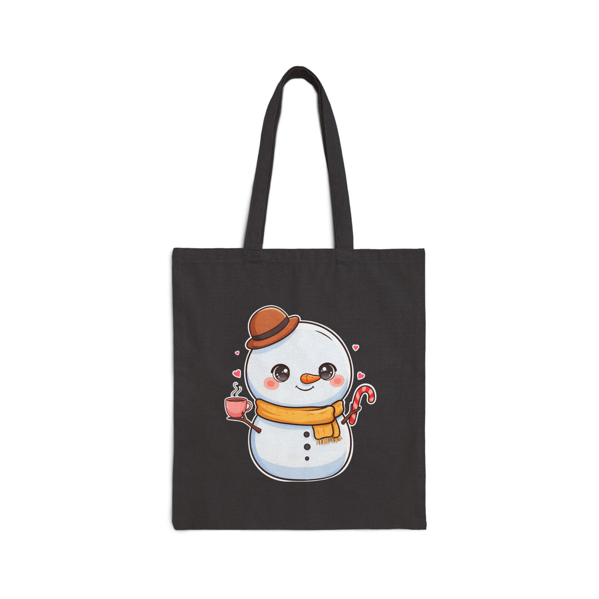 Kawaii Snowman Cotton Canvas Tote Bag for Winter Fans