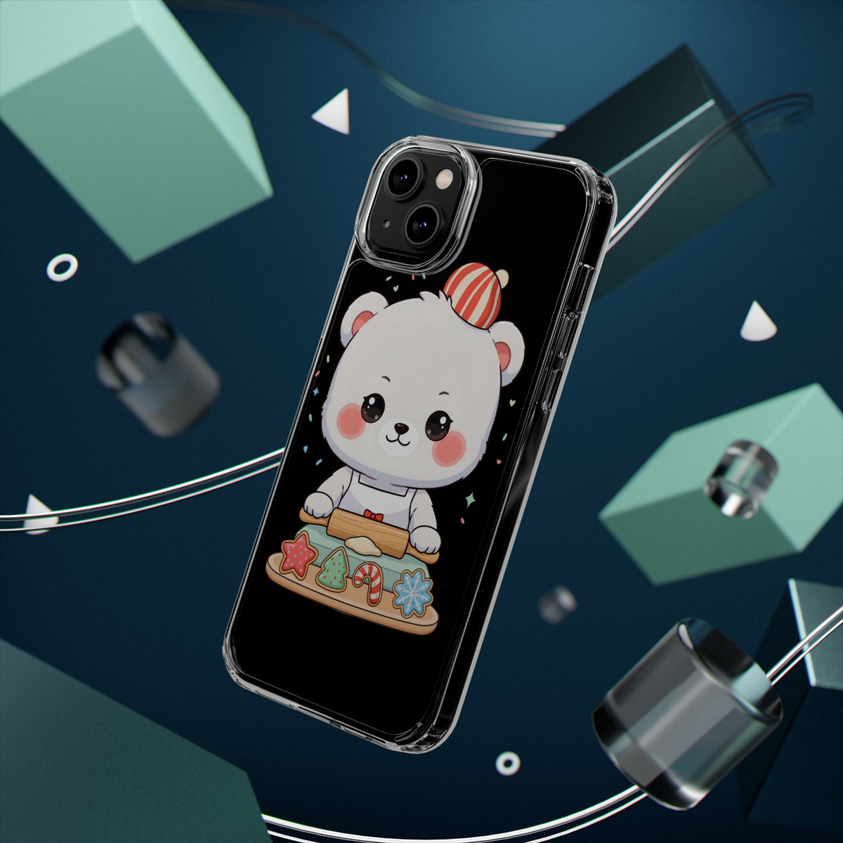 Christmas Bear Cookie Baking Clear Phone Case
