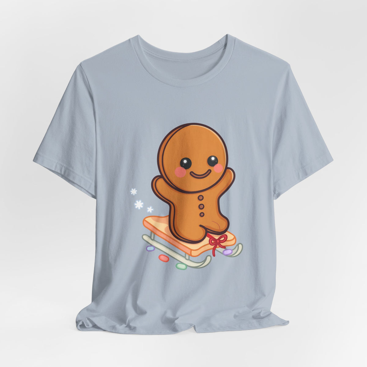Gingerbread Man T-Shirt – Kawaii Holiday Sledding