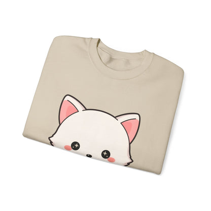 Kawaii Arctic Fox Sweatshirt, Cute Mistletoe Holiday Crewneck