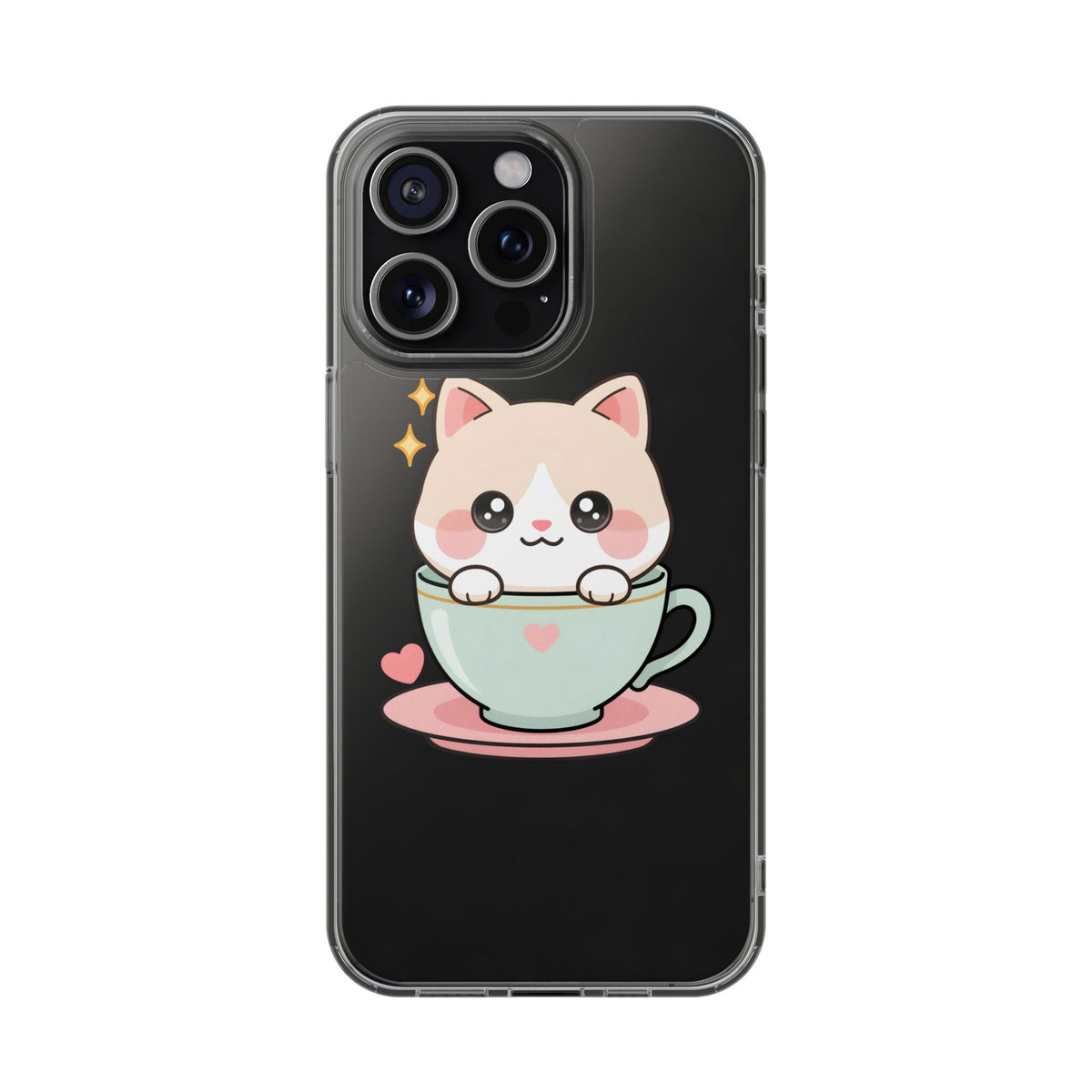 Kawaii Cat Phone Case, Cute Teacup Kitty Gift