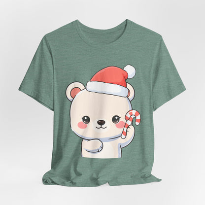 Kawaii Polar Bear Christmas Tee, Cute Holiday Gift
