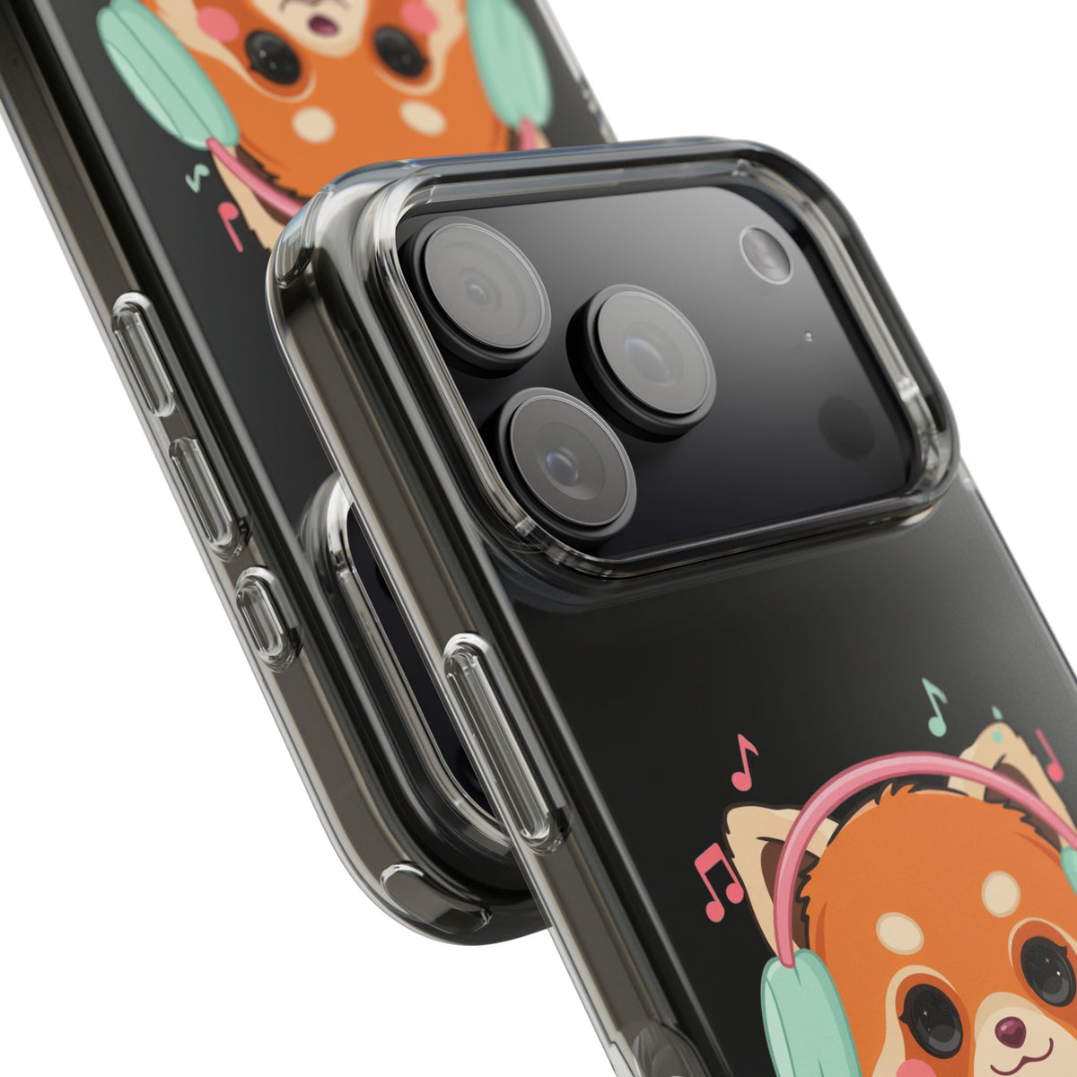 Red Panda Phone Case, Kawaii Music Lover Clear Case
