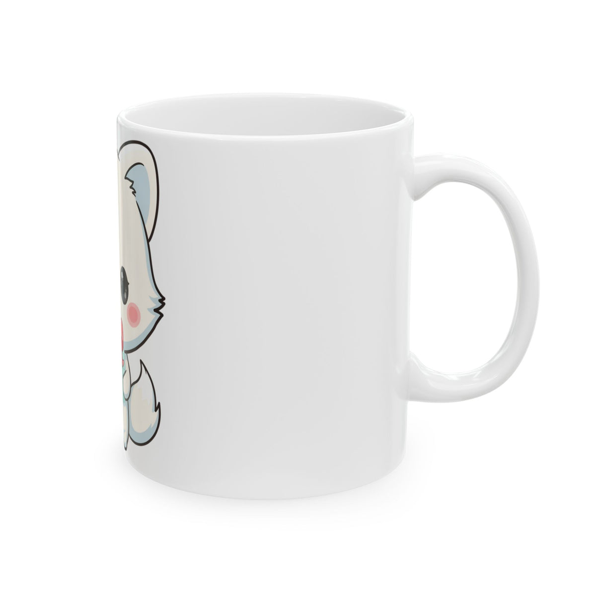 Kawaii Arctic Fox Mug with Gift Box, Cute Ceramic Cup