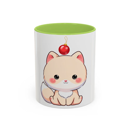 Kawaii Arctic Fox Christmas Mug – Cute Holiday Accent Mug