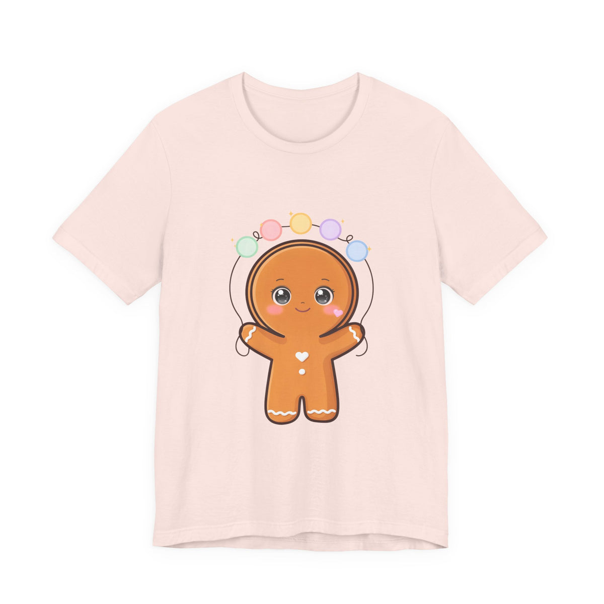 Kawaii Gingerbread Man Christmas T-Shirt, Cute Holiday Tee