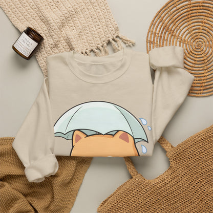 Kawaii Shiba Inu Sweatshirt, Cute Rainy Day Crewneck