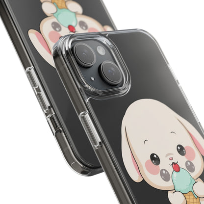 Kawaii Bunny Phone Case, Ice Cream Cutie Clear Case